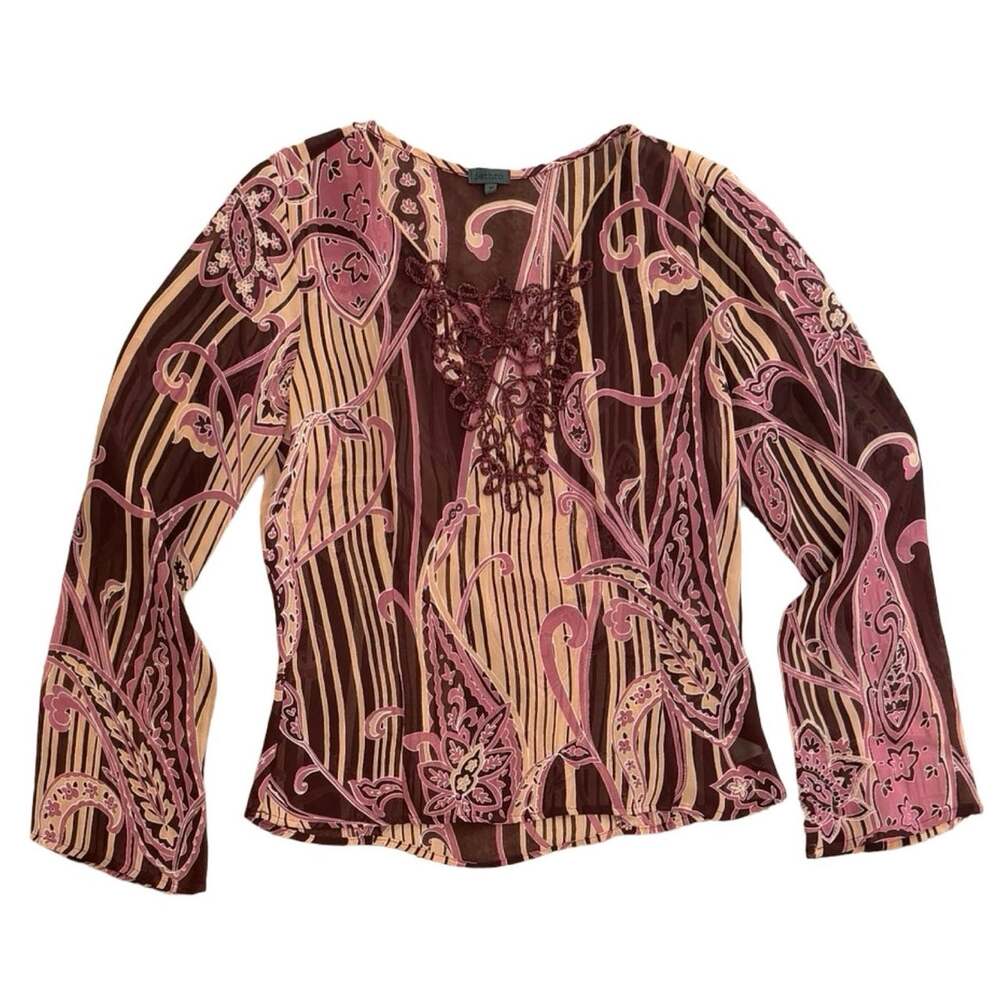 Y2k Jethro 70s Revival Psychedelic Paisley Blouse